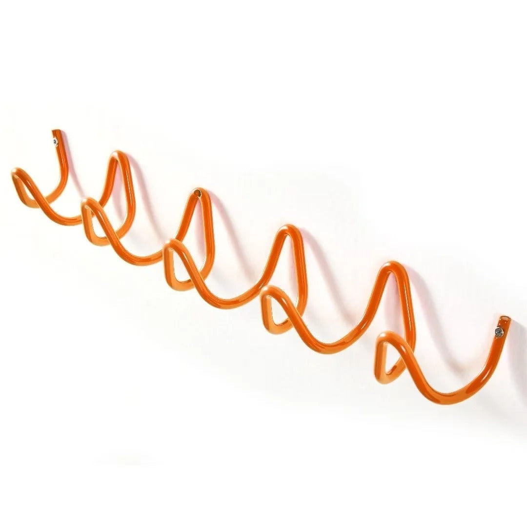 Wave-shaped iron wall mounted coat rack with 3 or 5 hooks