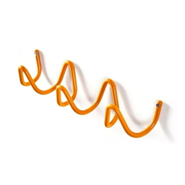 Wave-shaped iron wall mounted coat rack with 3 or 5 hooks
