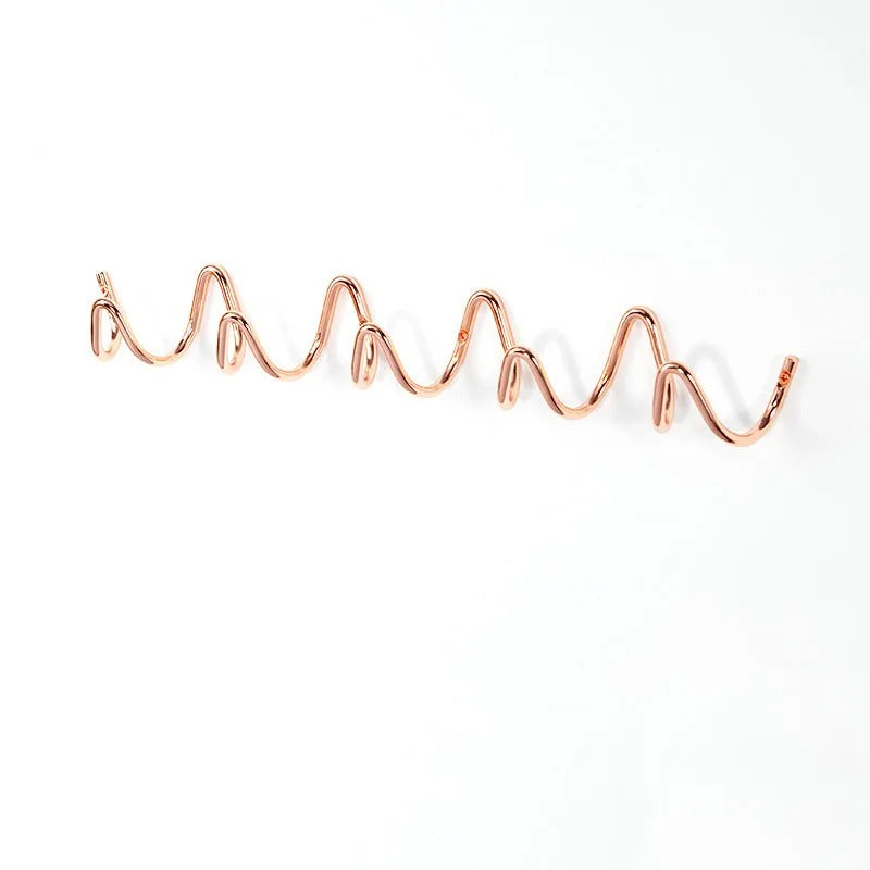 Wave-shaped iron wall mounted coat rack with 3 or 5 hooks