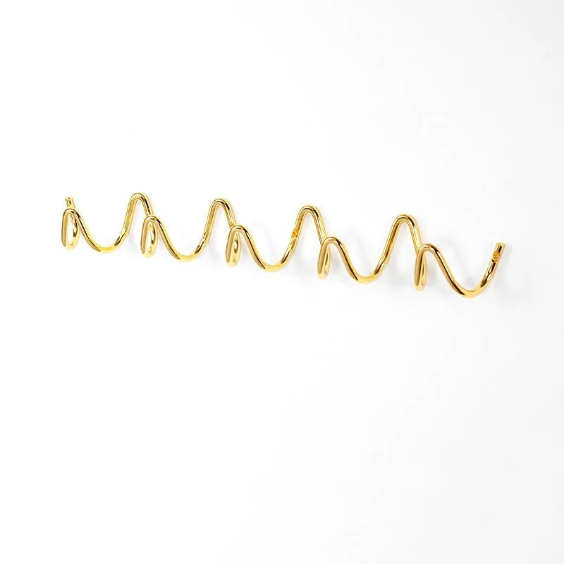 Wave-shaped iron wall mounted coat rack with 3 or 5 hooks