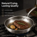 Titanium frying pan, 12" (30cm), three-layer steel, high-heat safe