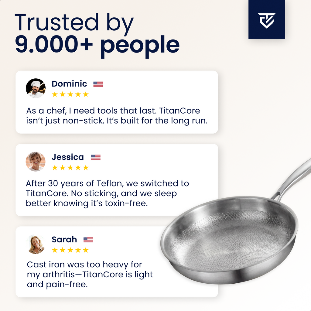 Premium Pure Titanium Fry Pan: 100% PFAS-Free & Built for a Lifetime
