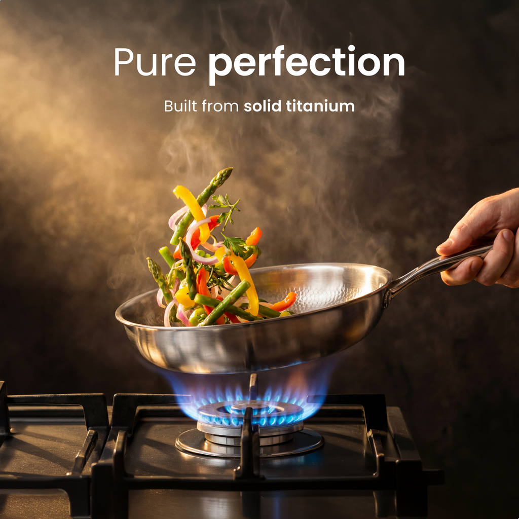 Premium Pure Titanium Fry Pan: 100% PFAS-Free & Built for a Lifetime