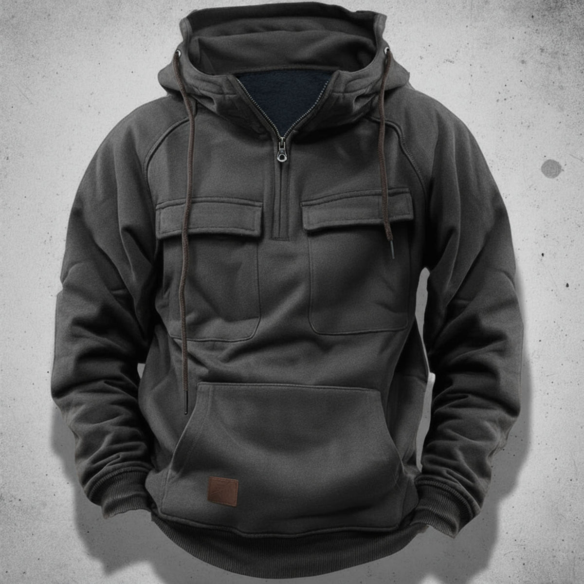 Men's half zip hoodie with chest pockets