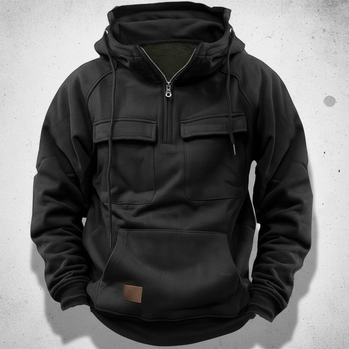Men's half zip hoodie with chest pockets