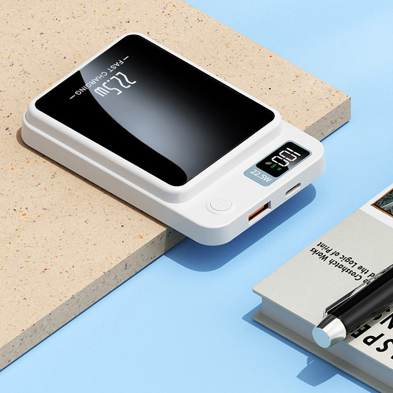 Magnetic wireless power bank with LED display