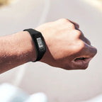 Pedometer watch with digital display and silicone strap