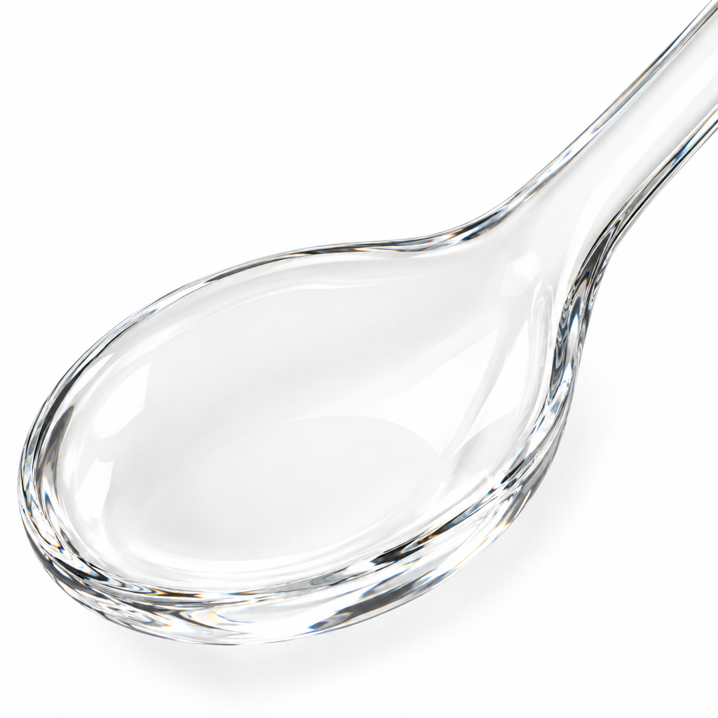 Stylish and modern glass spoon for elegant dining.