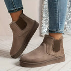 Women's fur lined winter ankle boots with elasticated sides