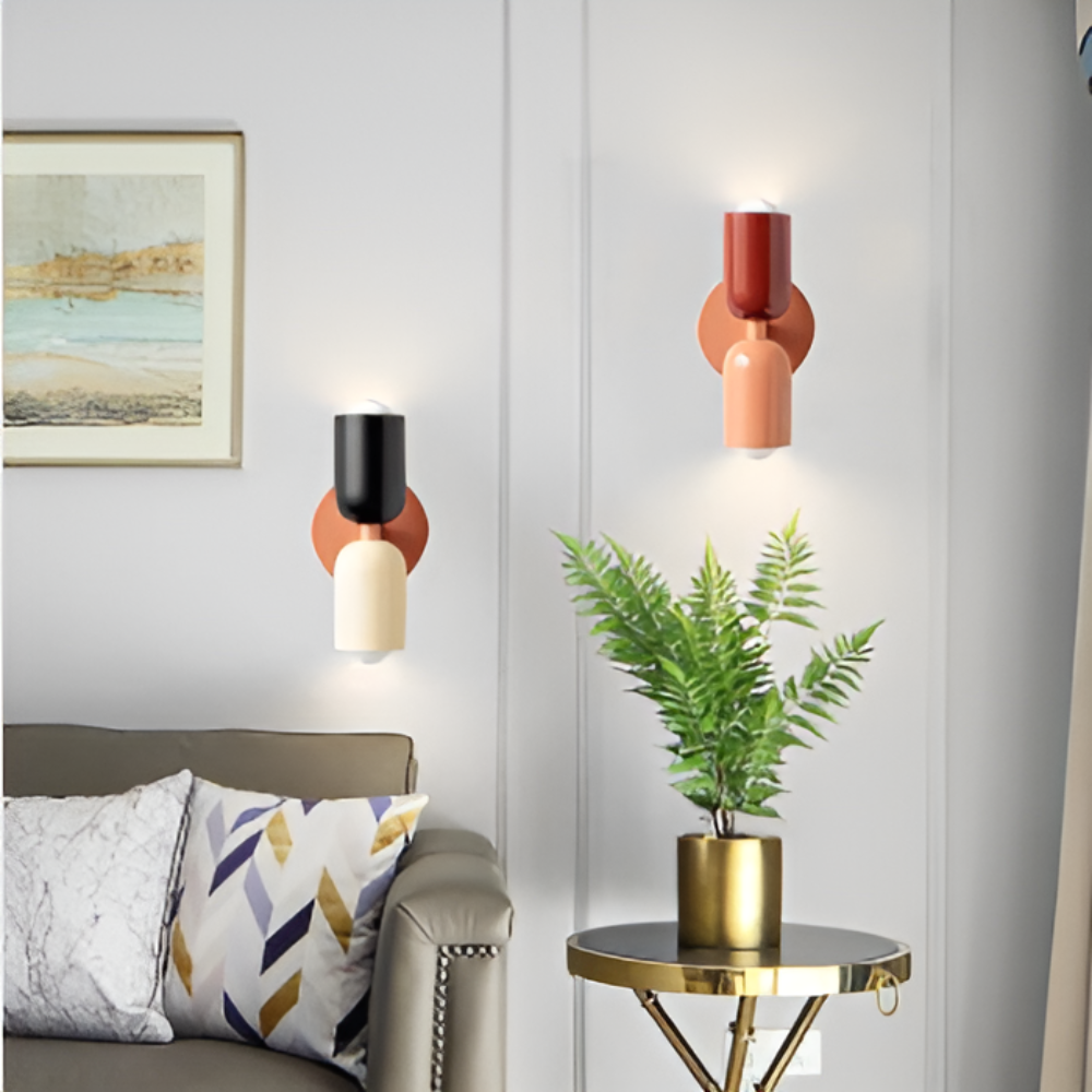 Battery Powered Wall Sconce — Dual Capsule Shades, Cordless Design