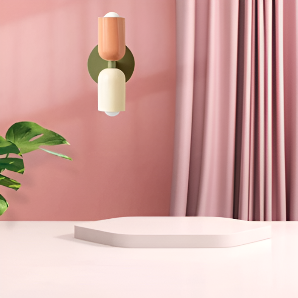 Battery Powered Wall Sconce — Dual Capsule Shades, Cordless Design