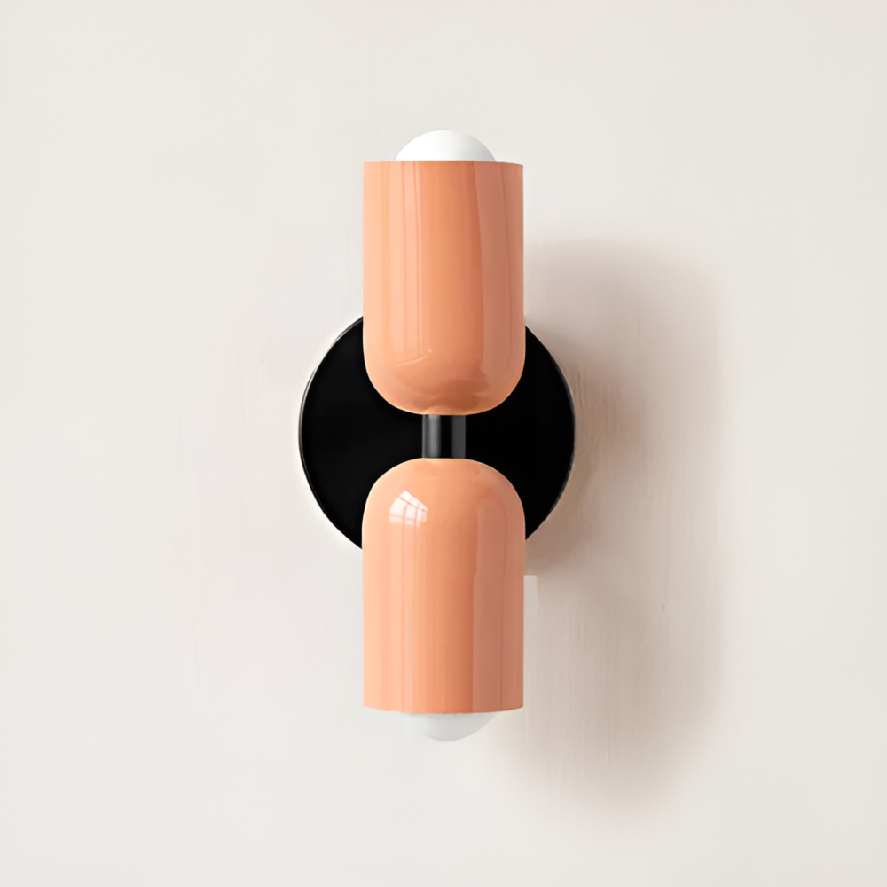 Battery Powered Wall Sconce — Dual Capsule Shades, Cordless Design