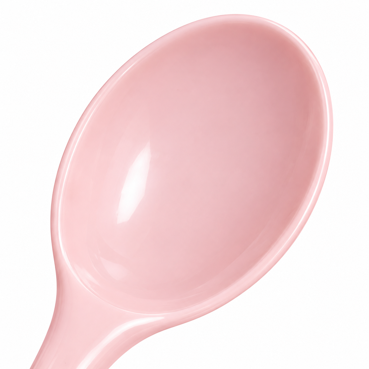 Elegant ceramic spoon in pastel pink color.