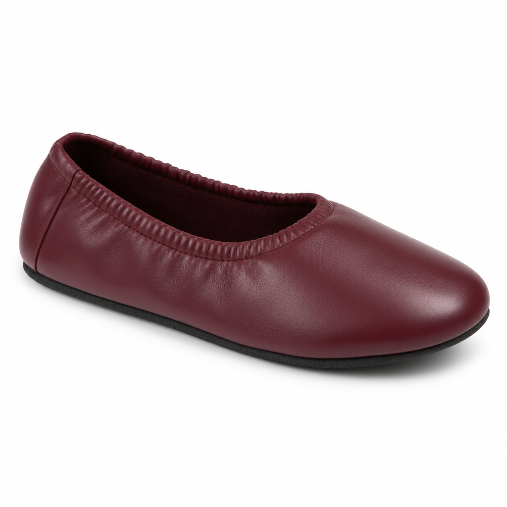 Side view of naldony Women's Burgundy Ballet Flat
