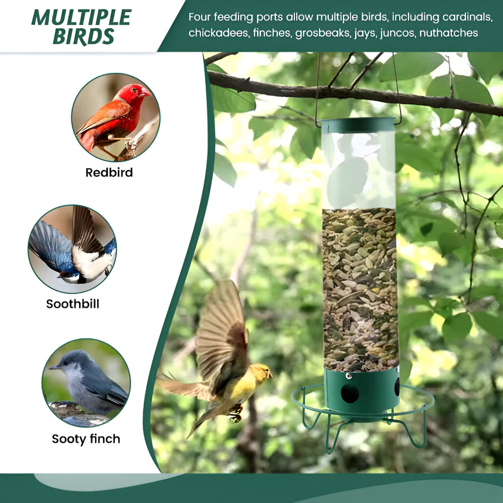 Bird Feeder Metal Squirrel Proof Hanging Outdoor Garden Tube