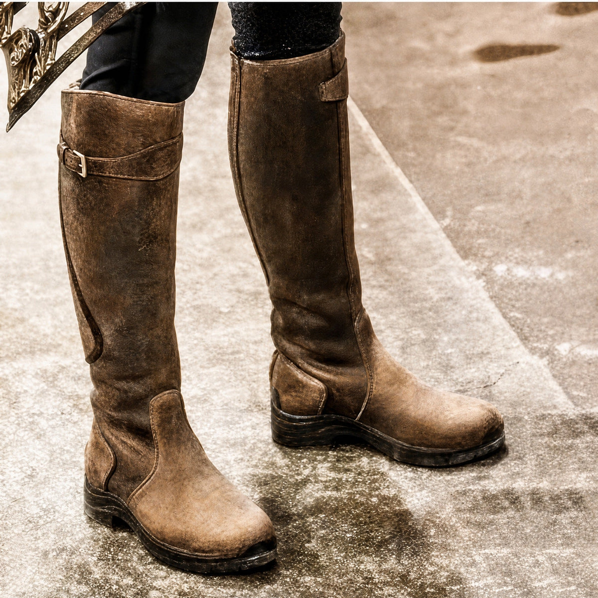 Ladies tall waterproof winter country boots in riding style