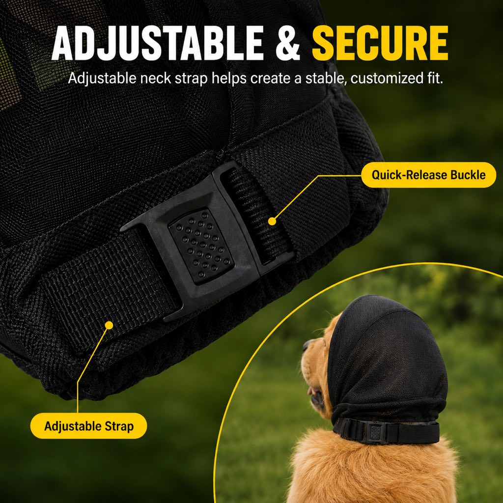 Breathable Anti-Scavenging Dog Muzzle for Walks - Mesh Hood Helps Block Food Scraps & Rubbish