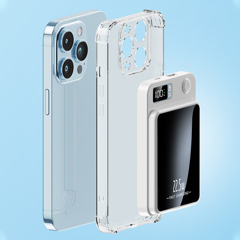 Magnetic wireless power bank with LED display