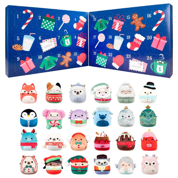 Plush advent calendar with 24 mini Christmas soft toys