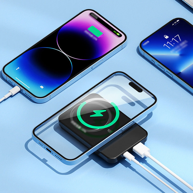 Magnetic wireless power bank with LED display