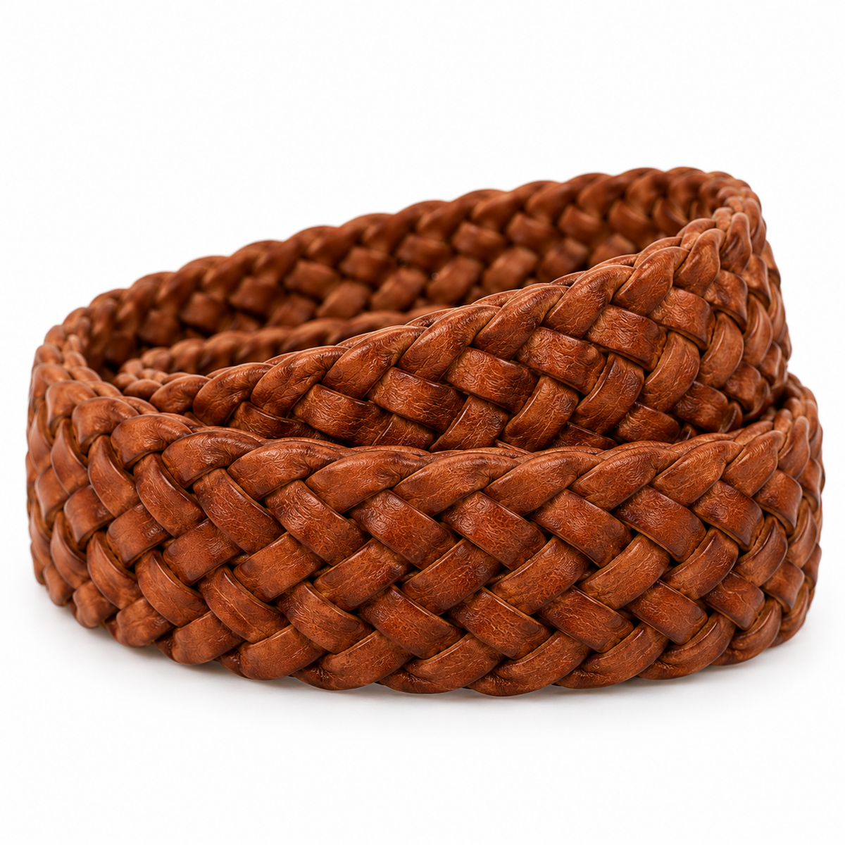 Men's braided leather belt in brown by Naldony.