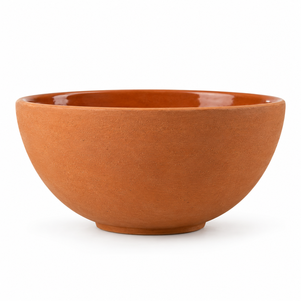 Top view of handcrafted terracotta bowl