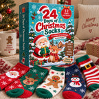 24 Days of Christmas Socks Advent Calendar, 12-Pair Mystery Sock Gift Box, Random Festive Designs, Holiday Countdown Christmas Gift for Kids/Women