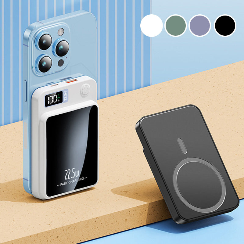 Magnetic wireless power bank with LED display