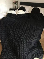 Chunky Knit Blanket – Cozy Wool Blanket for Every Room – Soft & Warm – Perfect for Sofa and Bed