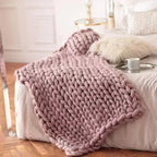 Chunky Knit Blanket – Cozy Wool Blanket for Every Room – Soft & Warm – Perfect for Sofa and Bed