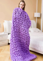 Chunky Knit Blanket – Cozy Wool Blanket for Every Room – Soft & Warm – Perfect for Sofa and Bed