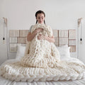 Chunky Knit Blanket – Cozy Wool Blanket for Every Room – Soft & Warm – Perfect for Sofa and Bed