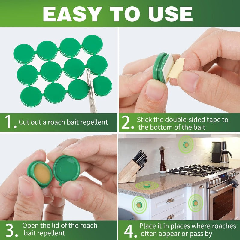 Cockroach Bait Discs, 24-Pack with Enclosed Housing for Indoor Placement