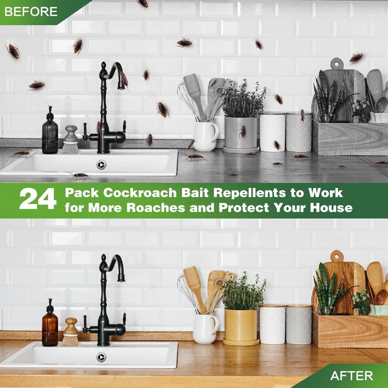 Cockroach Bait Discs, 24-Pack with Enclosed Housing for Indoor Placement