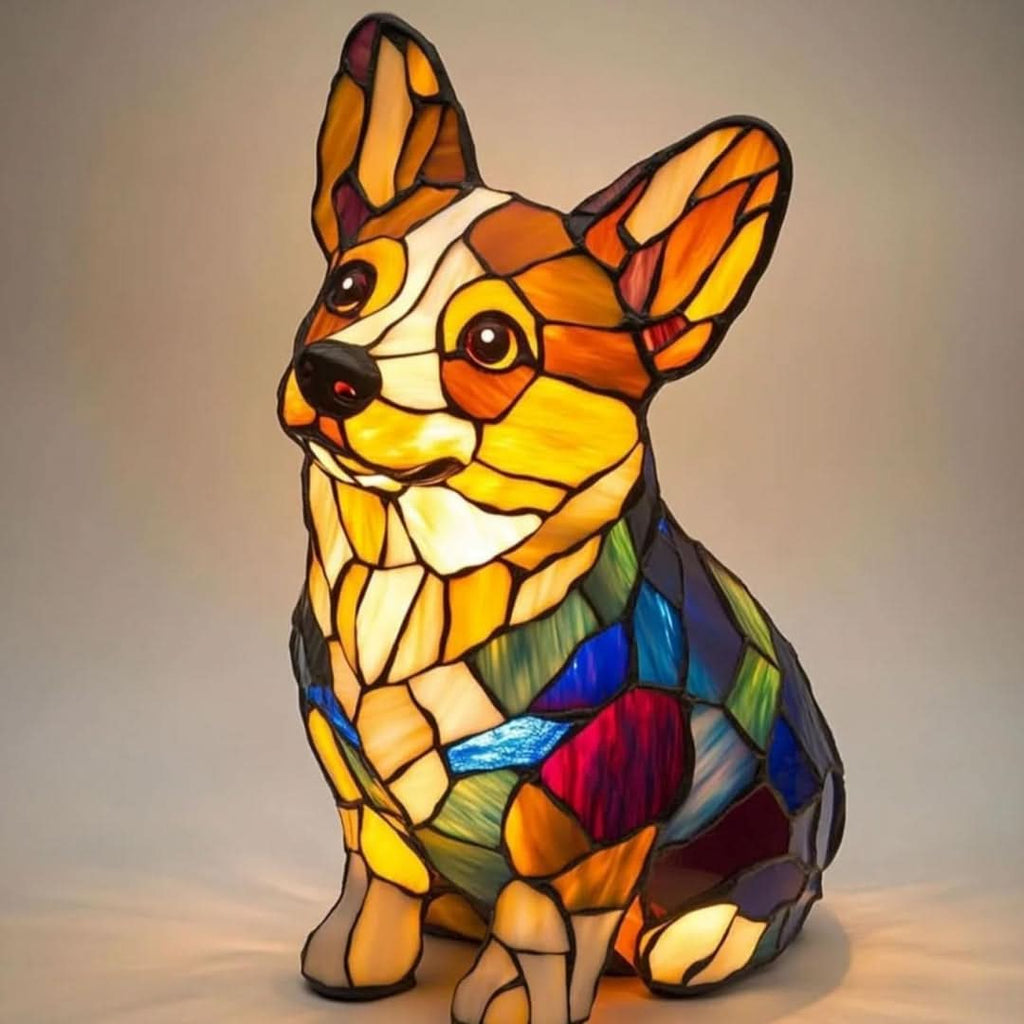 Dog Breed LED Accent Lamp, 17 cm resin sculpture, warm USB light