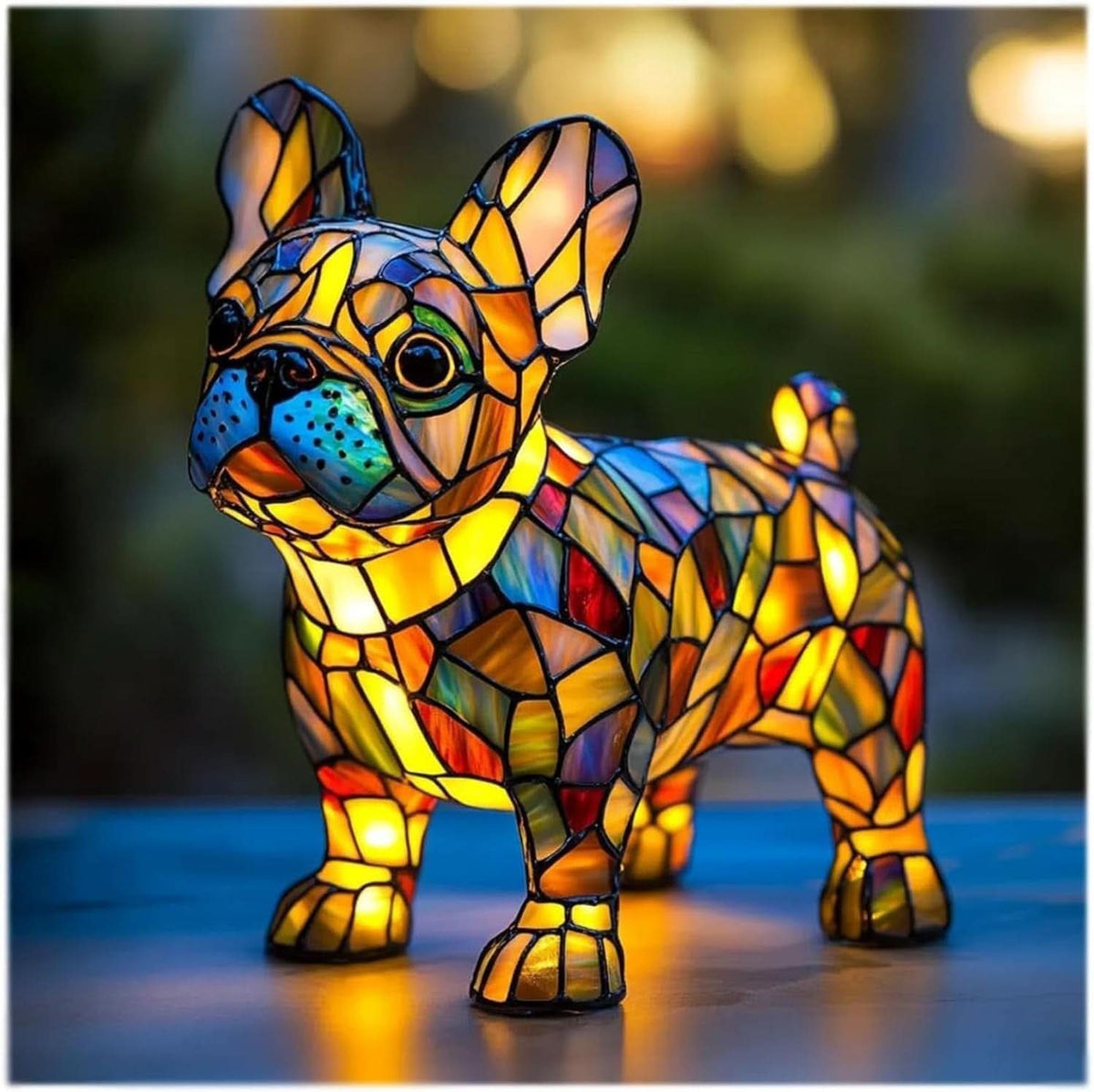 Dog Breed LED Accent Lamp, 17 cm resin sculpture, warm USB light