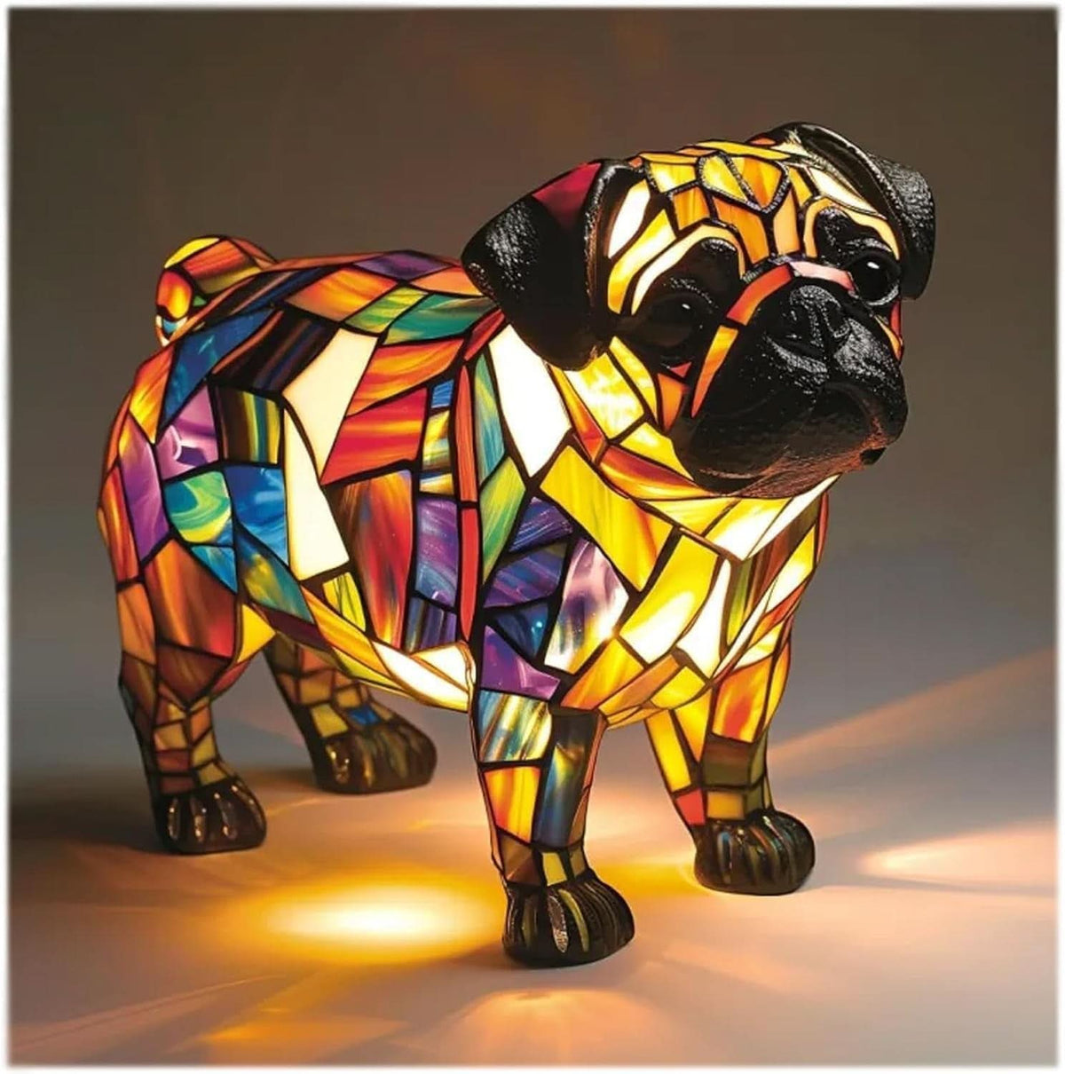 Dog Breed LED Accent Lamp, 17 cm resin sculpture, warm USB light