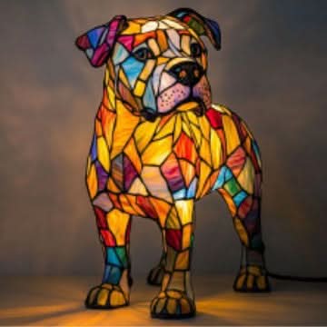Dog Breed LED Accent Lamp, 17 cm resin sculpture, warm USB light