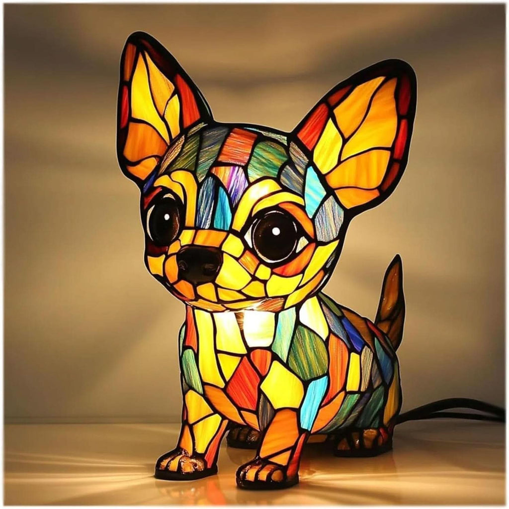 Dog Breed LED Accent Lamp, 17 cm resin sculpture, warm USB light