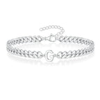 Couples Letter Initial Cuban Bracelet