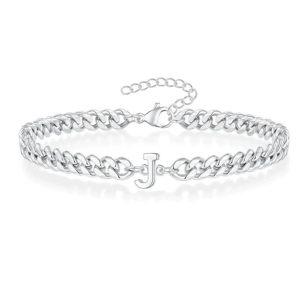 Couples Letter Initial Cuban Bracelet