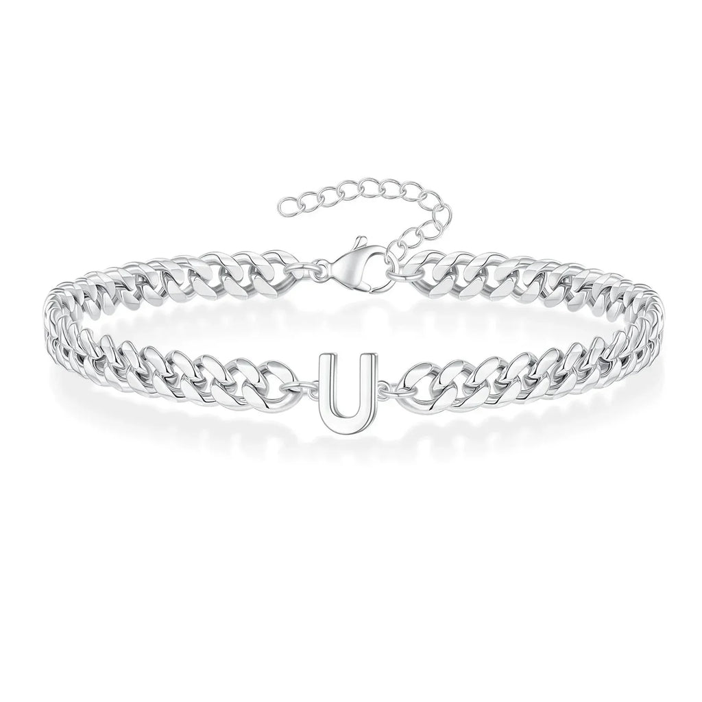 Couples Letter Initial Cuban Bracelet