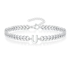 Couples Letter Initial Cuban Bracelet
