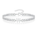 Couples Letter Initial Cuban Bracelet