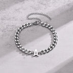 Couples Letter Initial Cuban Bracelet