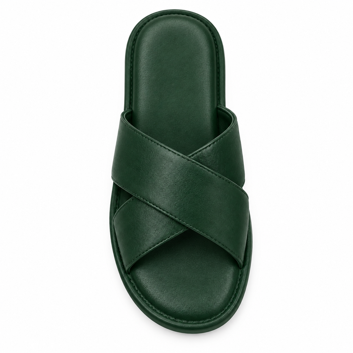 Naldony green slide sandal displayed on white background.