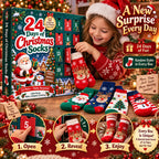 24 Days of Christmas Socks Advent Calendar, 12-Pair Mystery Sock Gift Box, Random Festive Designs, Holiday Countdown Christmas Gift for Kids/Women