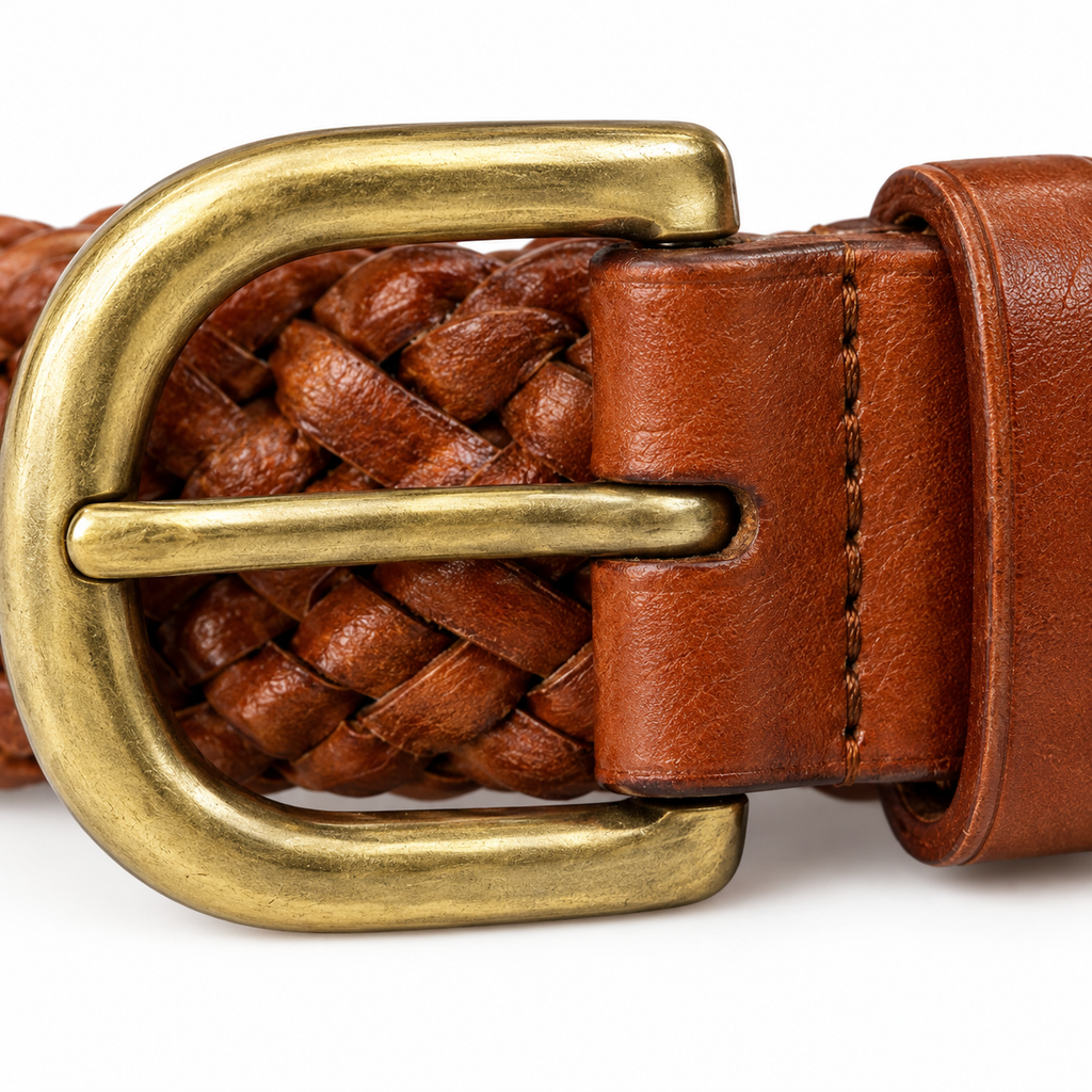 Naldony belt showcasing braided leather design.