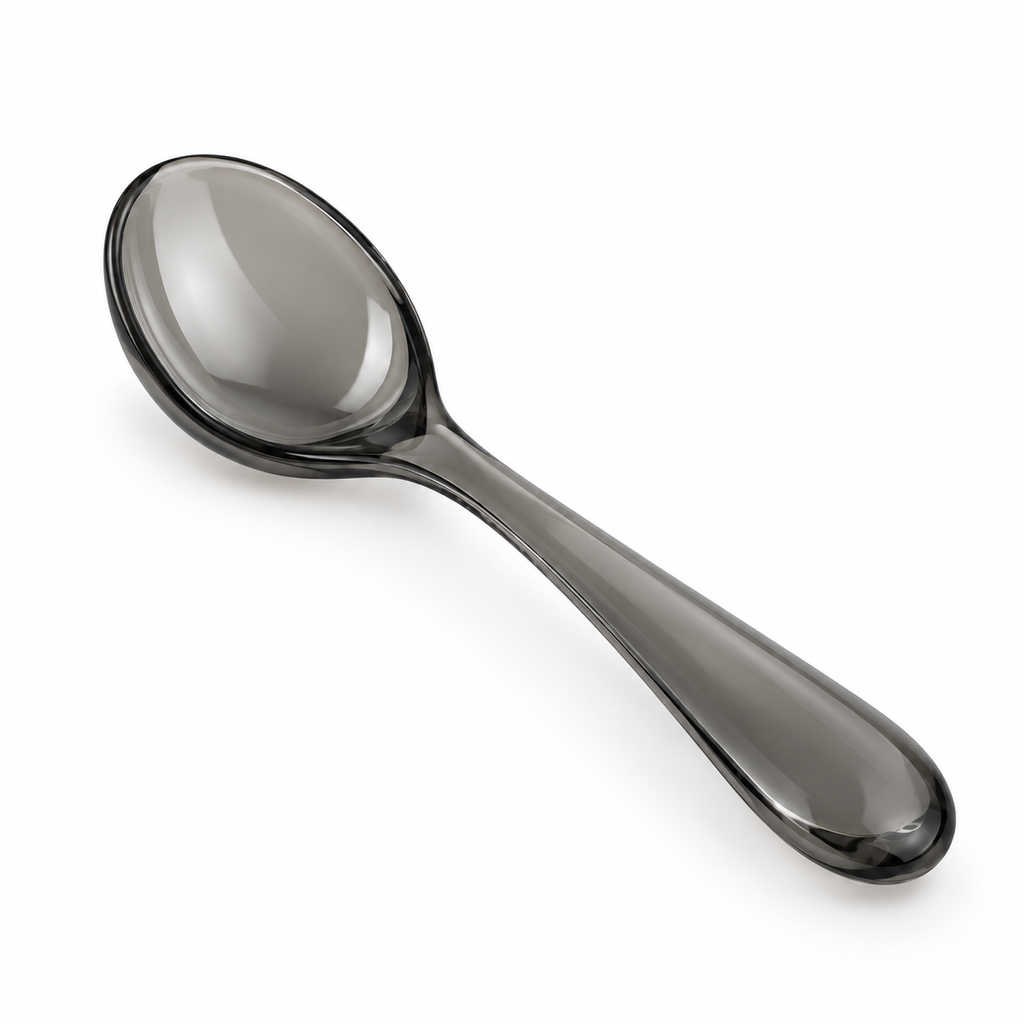 Black dining utensil for soups and stews