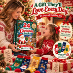 24 Days of Christmas Socks Advent Calendar, 12-Pair Mystery Sock Gift Box, Random Festive Designs, Holiday Countdown Christmas Gift for Kids/Women